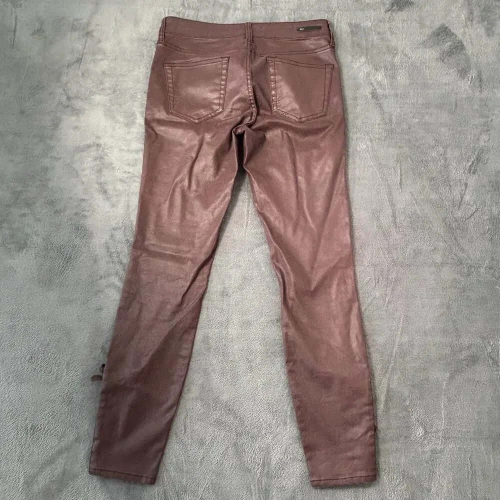Pilcro and the‎ Letterpress Womens Pants 27 Red Wax Coated Burgundy Lace Up